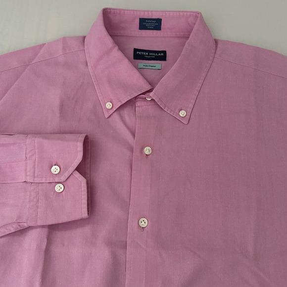 Peter Millar Collection Men's XL Pink Perfect Pinpoint Long Sleeve Shirt - Picture 1 of 7